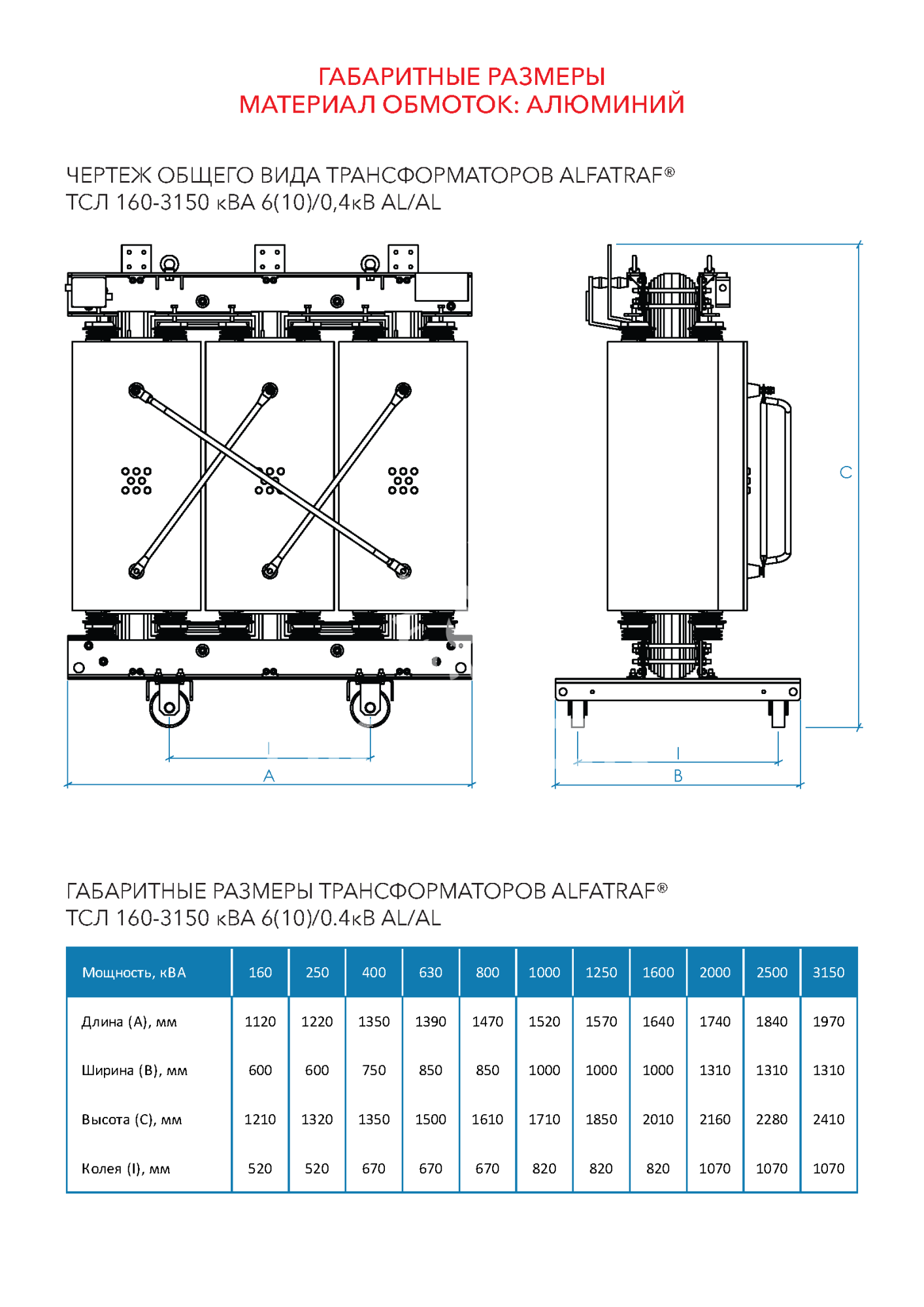 ТСЛ(А)-630/6/0.4 У3 Dyn11 IP00